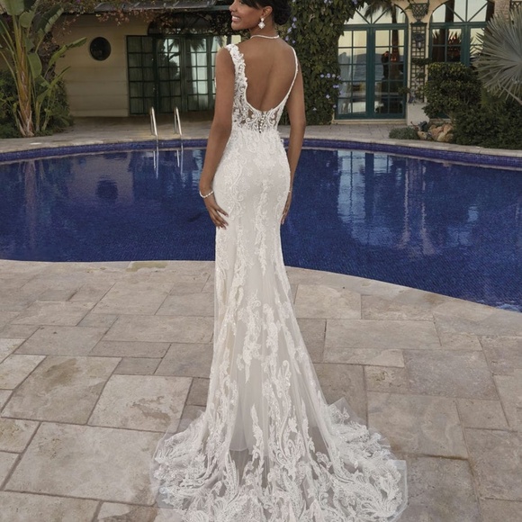 Demetrios 1220 Wedding Dress and detachable train - Picture 3 of 5